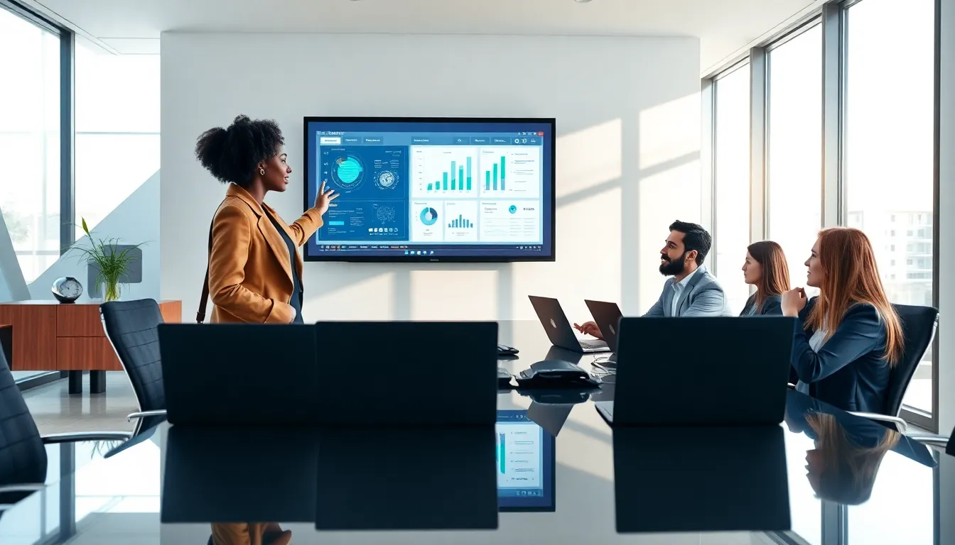diverse professionals collaborating on applied artificial intelligence in a modern office.