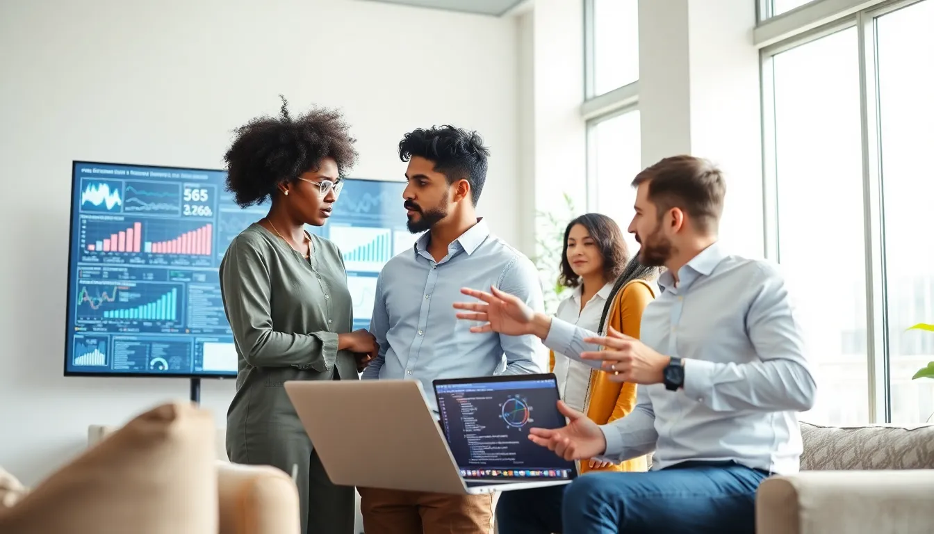 diverse team collaborating in a modern office on AI careers.